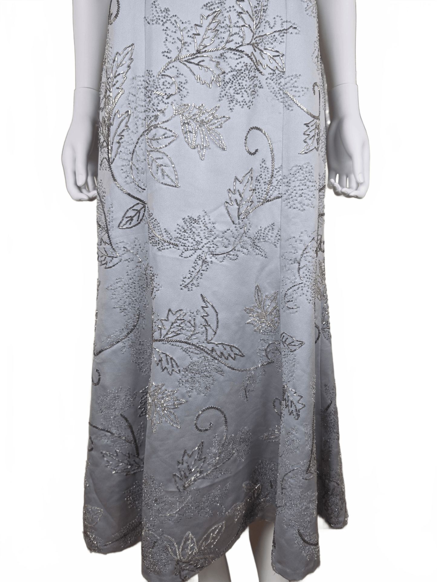 Oleg Cassini Black Tie Abito da Sera Vintage Ghiaccio con Ricami Floreali Grigio - Pally Vintage Closet
