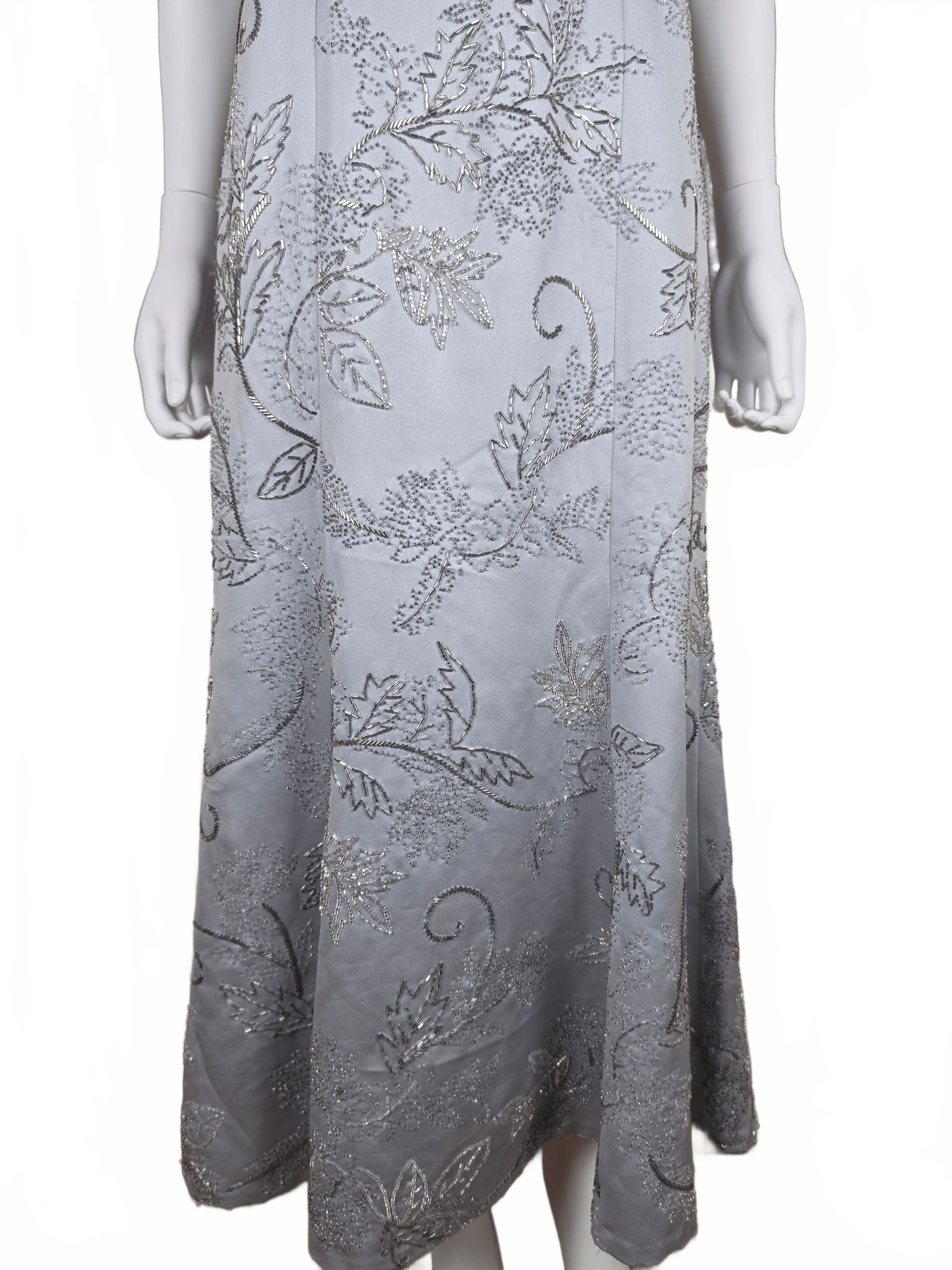 Oleg Cassini Black Tie Abito da Sera Vintage Ghiaccio con Ricami Floreali Grigio - Pally Vintage Closet