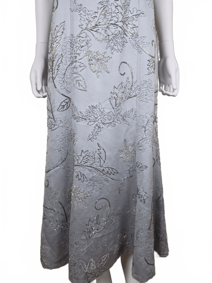 Oleg Cassini Black Tie Abito da Sera Vintage Ghiaccio con Ricami Floreali Grigio - Pally Vintage Closet