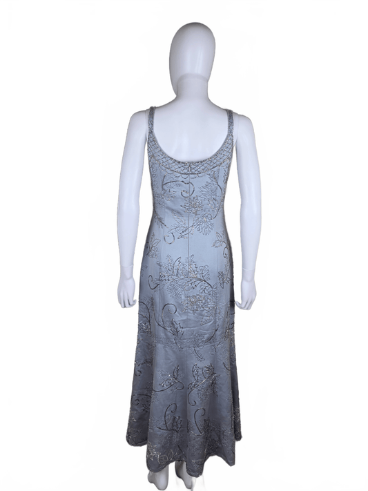 Oleg Cassini Black Tie Abito da Sera Vintage Ghiaccio con Ricami Floreali Grigio - Pally Vintage Closet