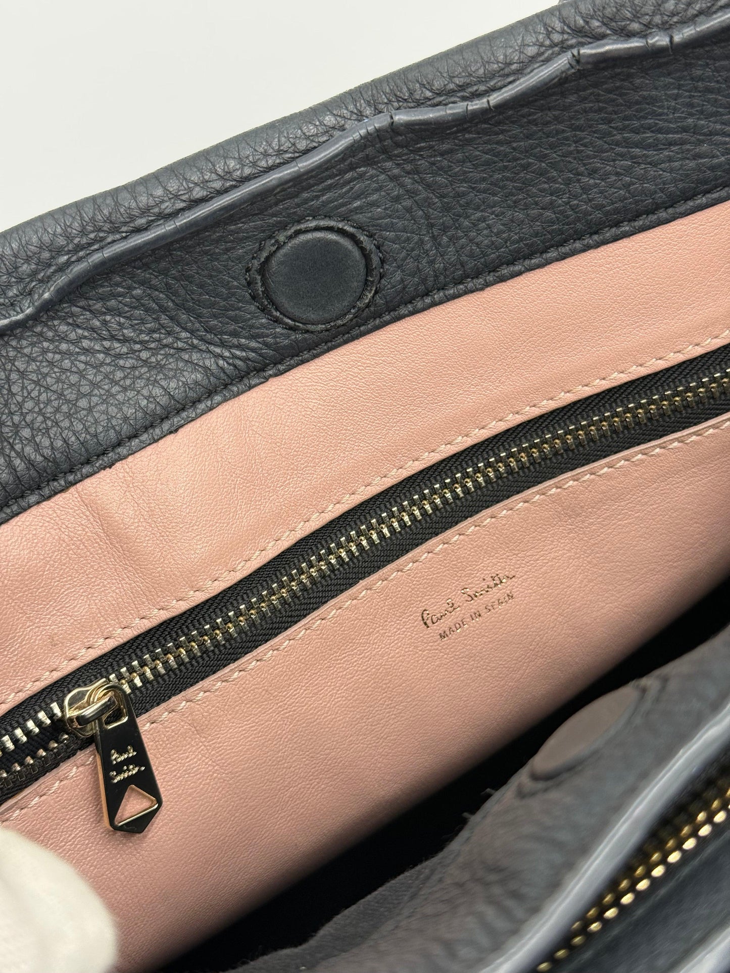 Paul Smith Borsa Tote Concertina in Pelle Martellata Color-Block Blu Navy - Pally Vintage Closet