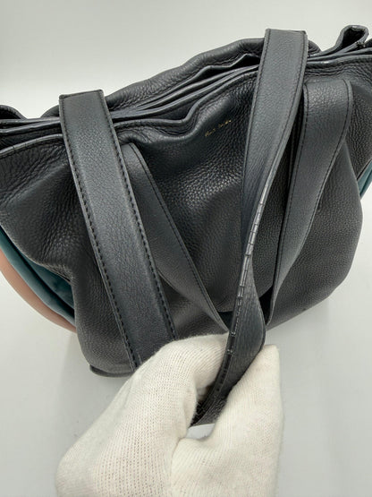 Paul Smith Borsa Tote Concertina in Pelle Martellata Color-Block Blu Navy - Pally Vintage Closet