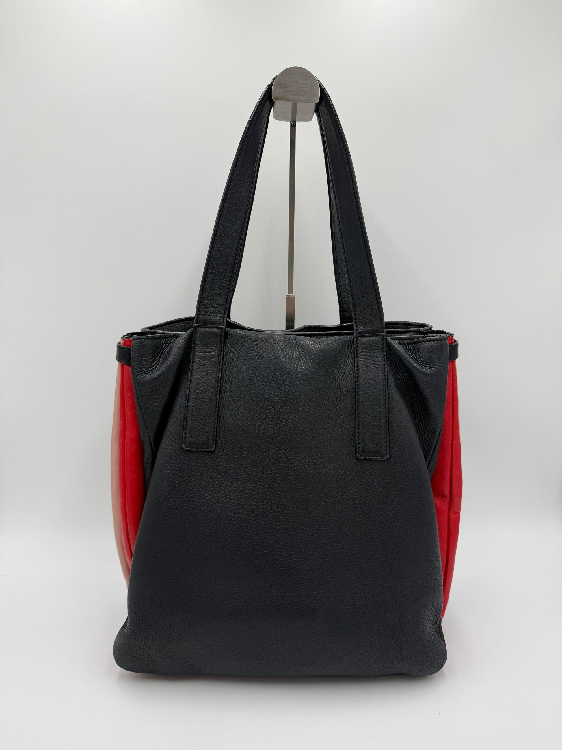 Paul Smith Borsa Tote Concertina in Pelle Martellata Color-Block Blu Navy - Pally Vintage Closet