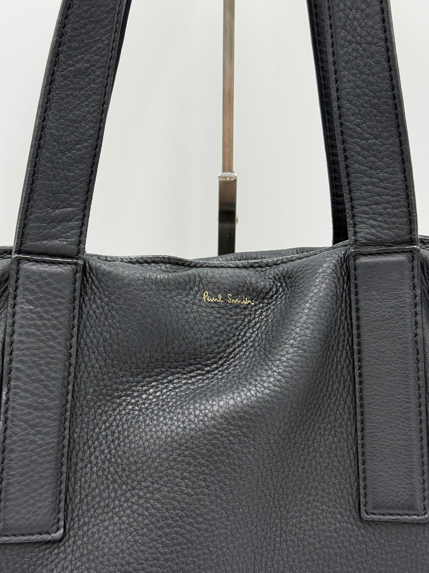 Paul Smith Borsa Tote Concertina in Pelle Martellata Color-Block Blu Navy - Pally Vintage Closet