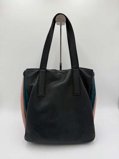 Paul Smith Borsa Tote Concertina in Pelle Martellata Color-Block Blu Navy - Pally Vintage Closet