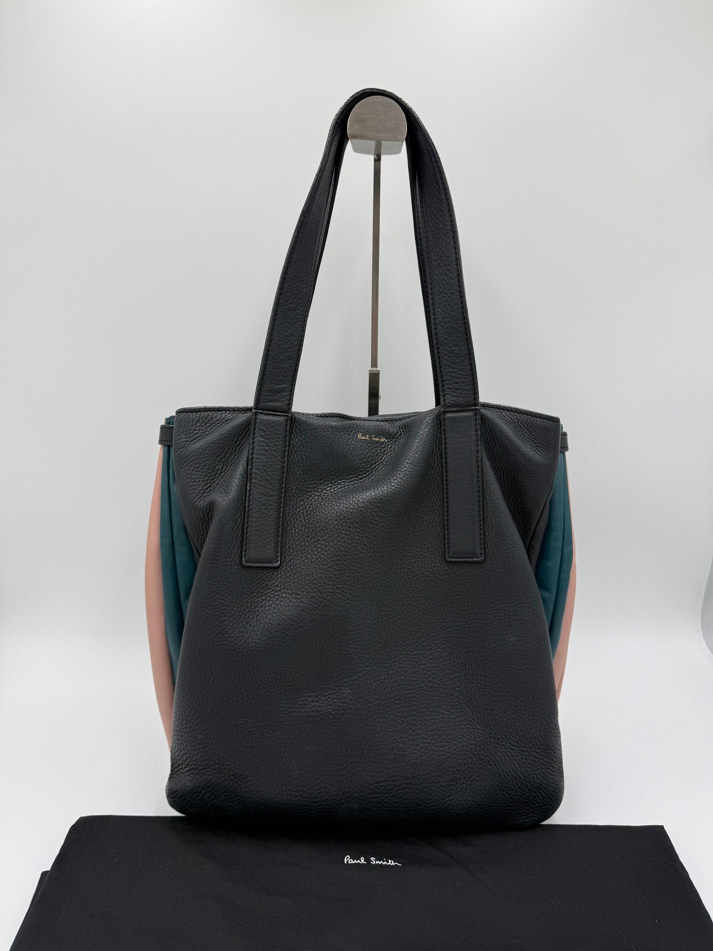Paul Smith Borsa Tote Concertina in Pelle Martellata Color-Block Blu Navy - Pally Vintage Closet