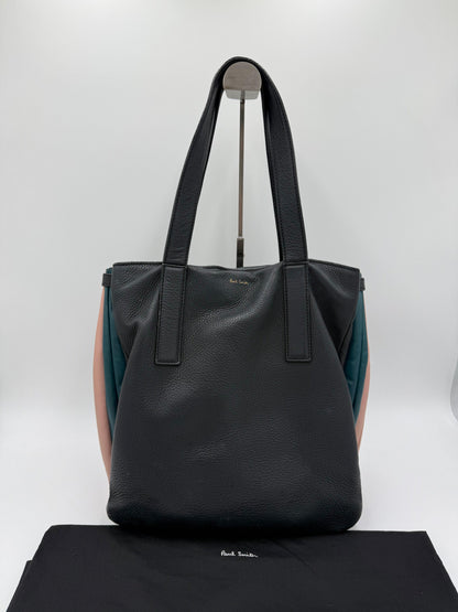 Paul Smith Borsa Tote Concertina in Pelle Martellata Color-Block Blu Navy - Pally Vintage Closet