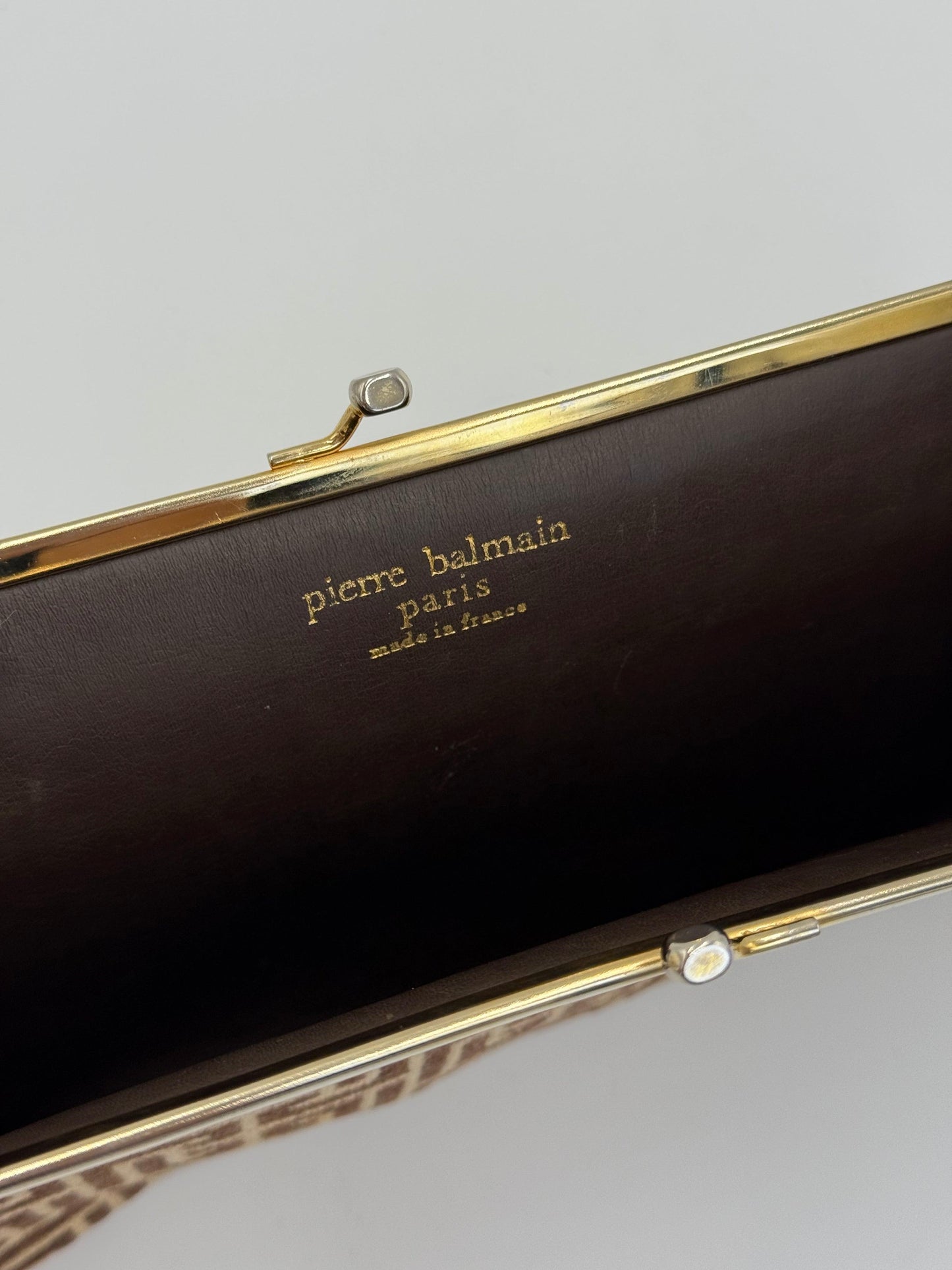 Pierre Balmain Pochette Vintage in Tela Jacquard Marrone e Beige - Pally Vintage Closet