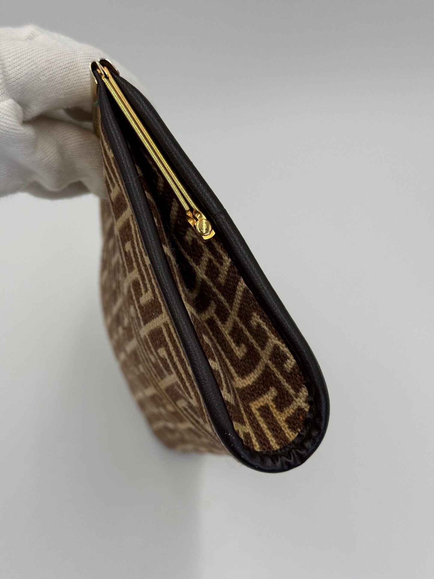 Pierre Balmain Pochette Vintage in Tela Jacquard Marrone e Beige - Pally Vintage Closet