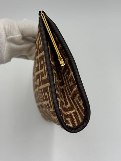 Pierre Balmain Pochette Vintage in Tela Jacquard Marrone e Beige - Pally Vintage Closet