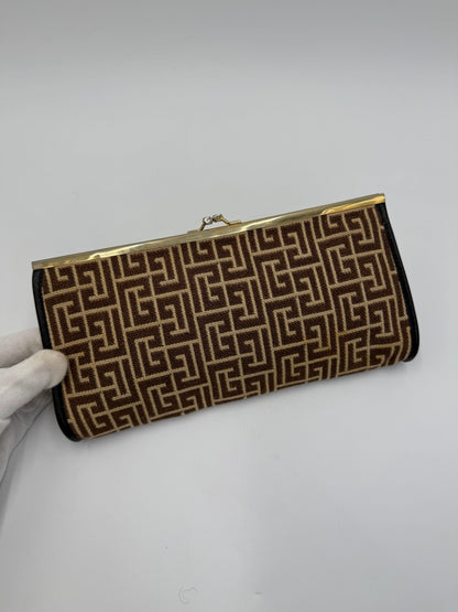 Pierre Balmain Pochette Vintage in Tela Jacquard Marrone e Beige - Pally Vintage Closet
