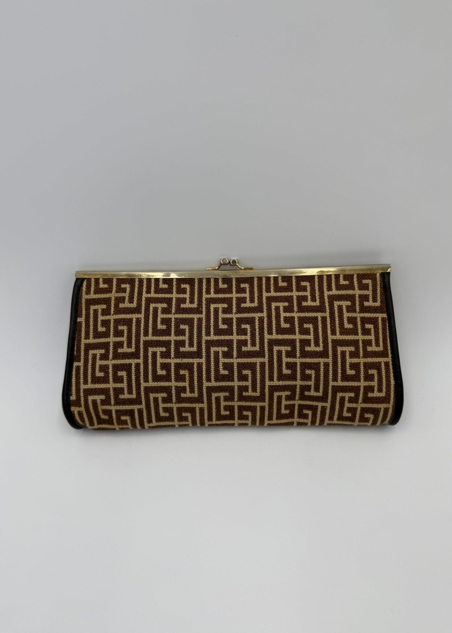 Pierre Balmain Pochette Vintage in Tela Jacquard Marrone e Beige - Pally Vintage Closet