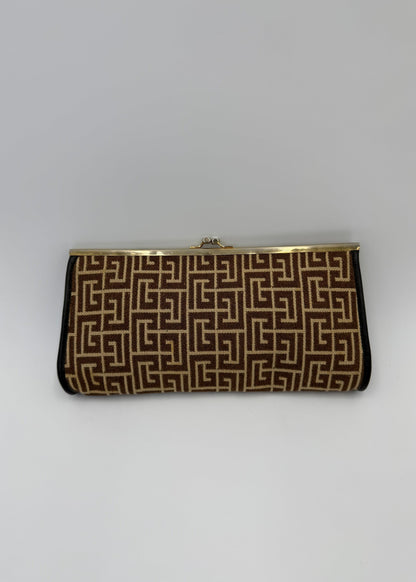 Pierre Balmain Pochette Vintage in Tela Jacquard Marrone e Beige - Pally Vintage Closet