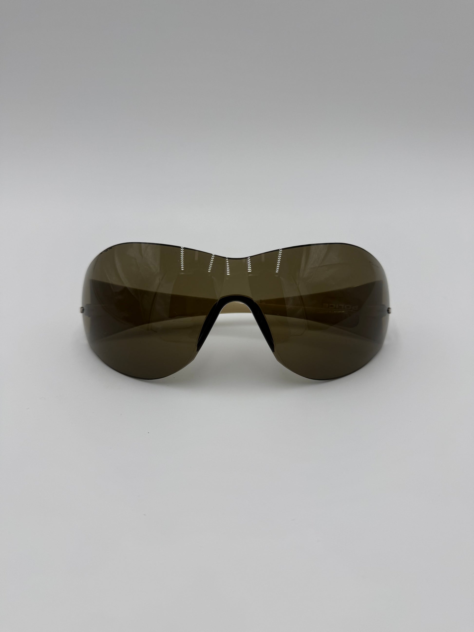 Police Occhiali da Sole Shield Vintage Marroni - Pally Vintage Closet