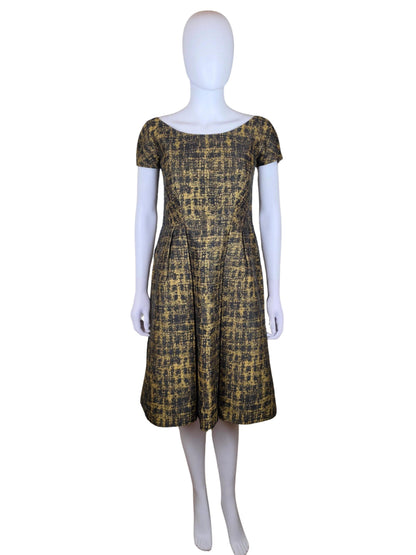 Prada Abito Midi in Jacquard Strutturato Giallo Oro e Nero - Pally Vintage Closet