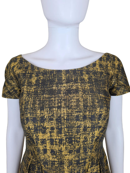 Prada Abito Midi in Jacquard Strutturato Giallo Oro e Nero - Pally Vintage Closet