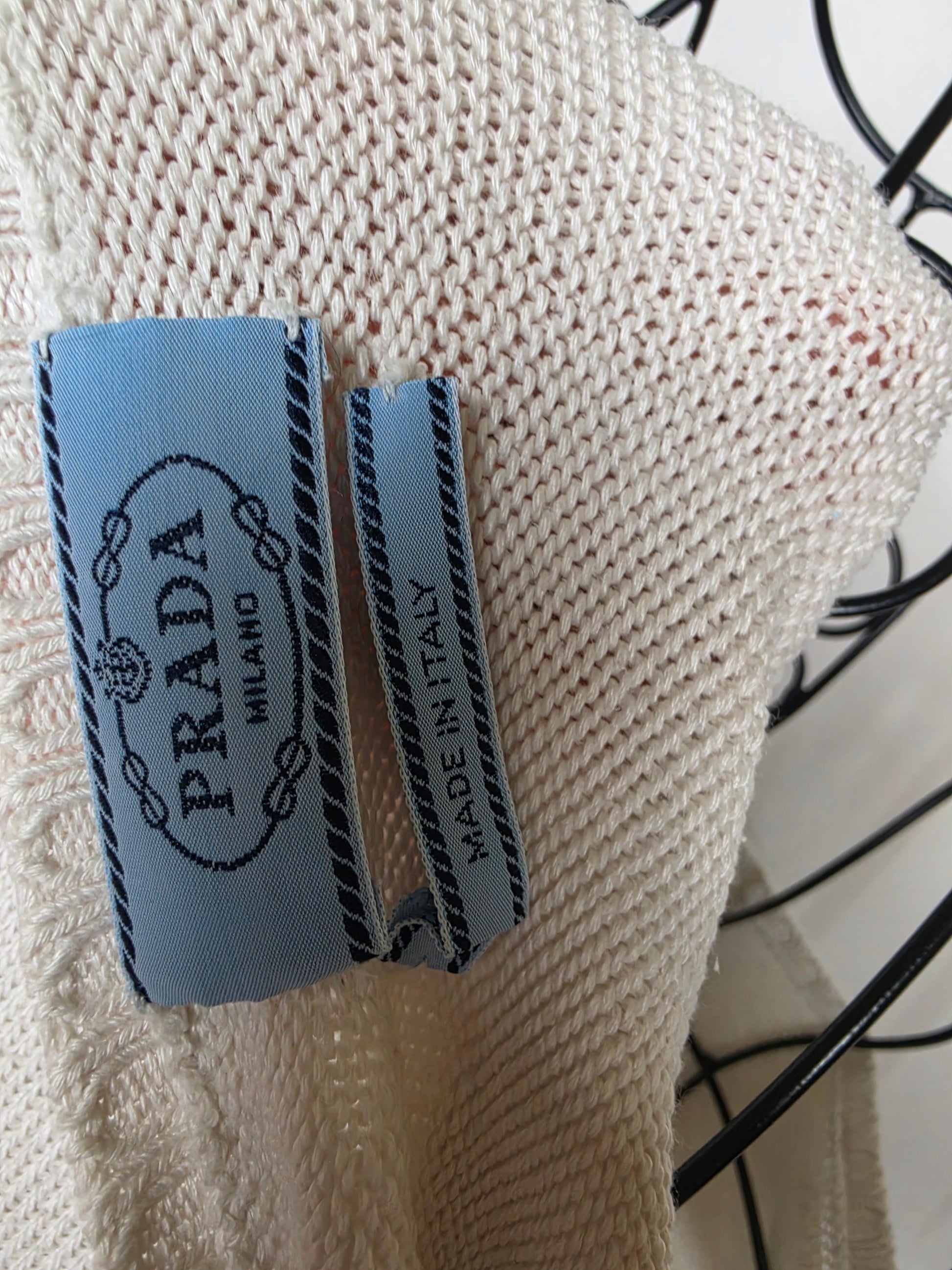 Prada Abito Smanicato in Maglia Bianco Panna - Pally Vintage Closet