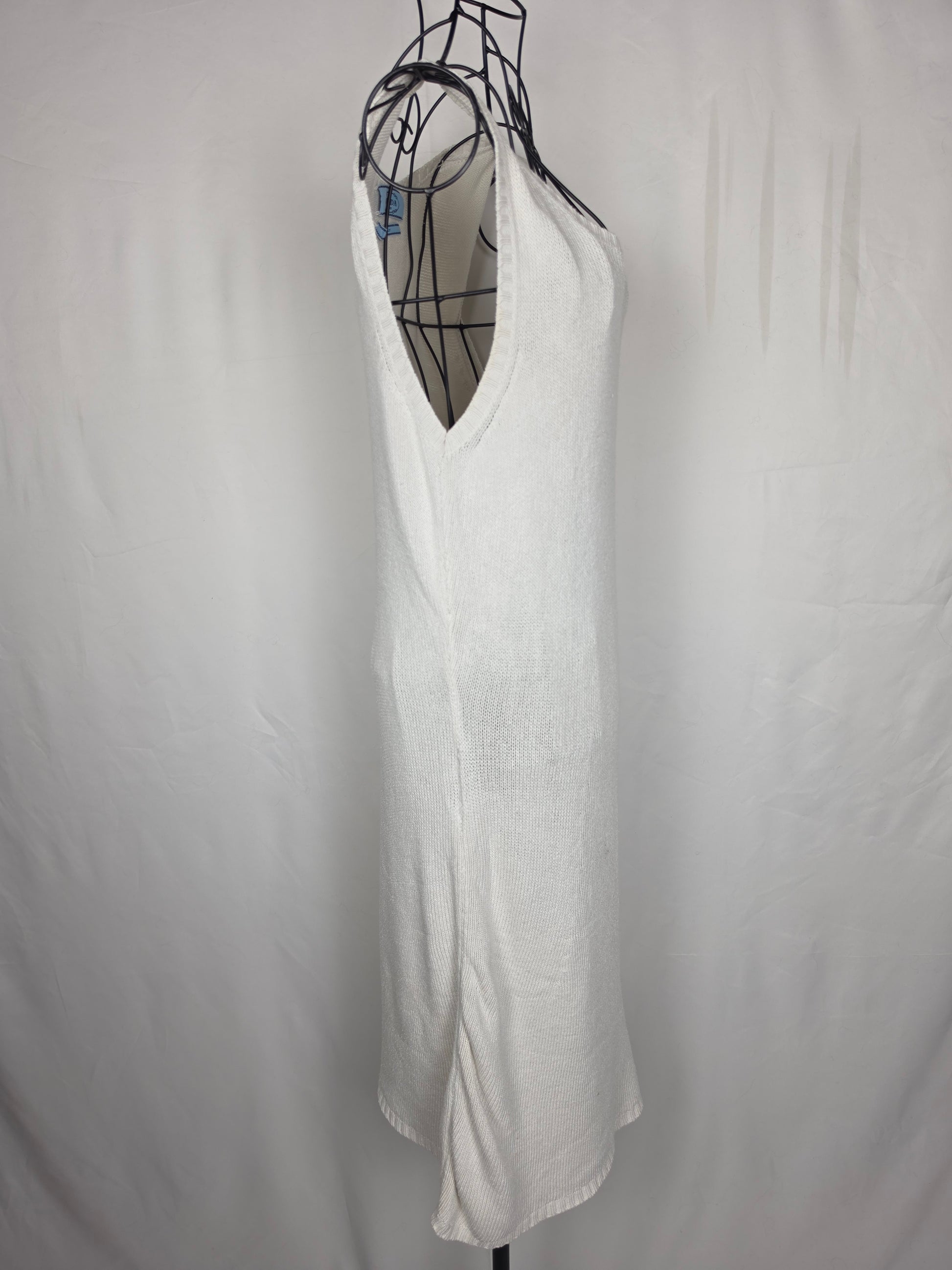 Prada Abito Smanicato in Maglia Bianco Panna - Pally Vintage Closet