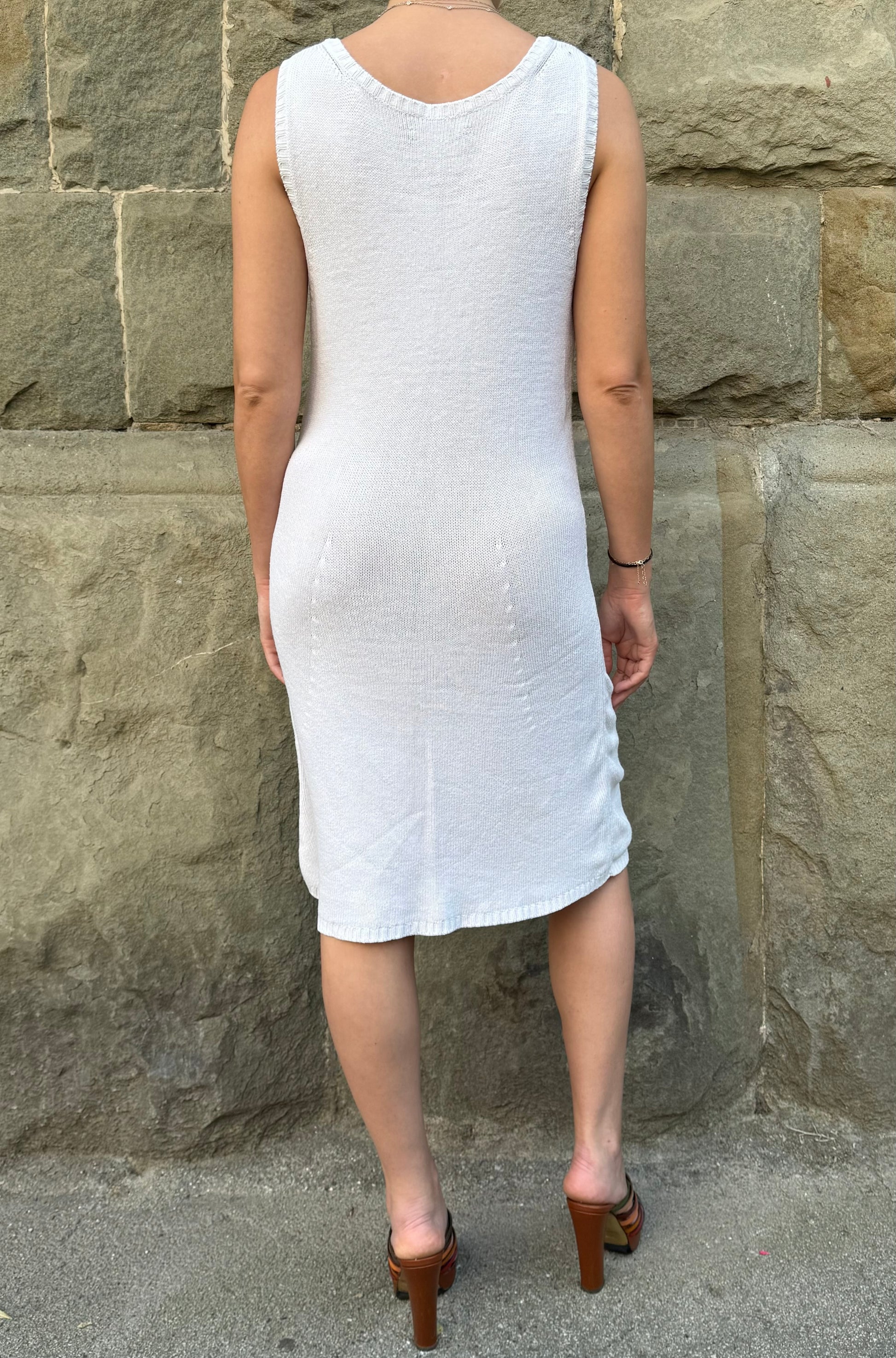 Prada Abito Smanicato in Maglia Bianco Panna - Pally Vintage Closet