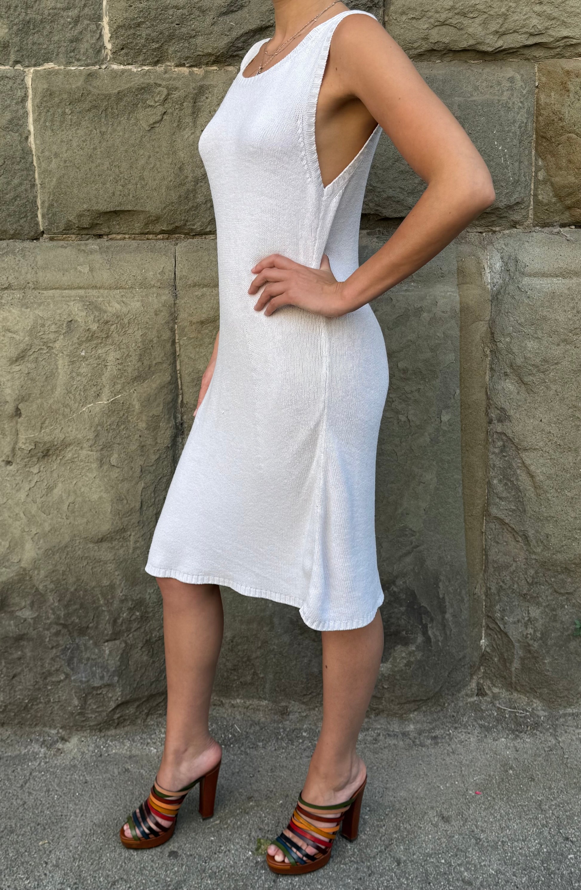 Prada Abito Smanicato in Maglia Bianco Panna - Pally Vintage Closet