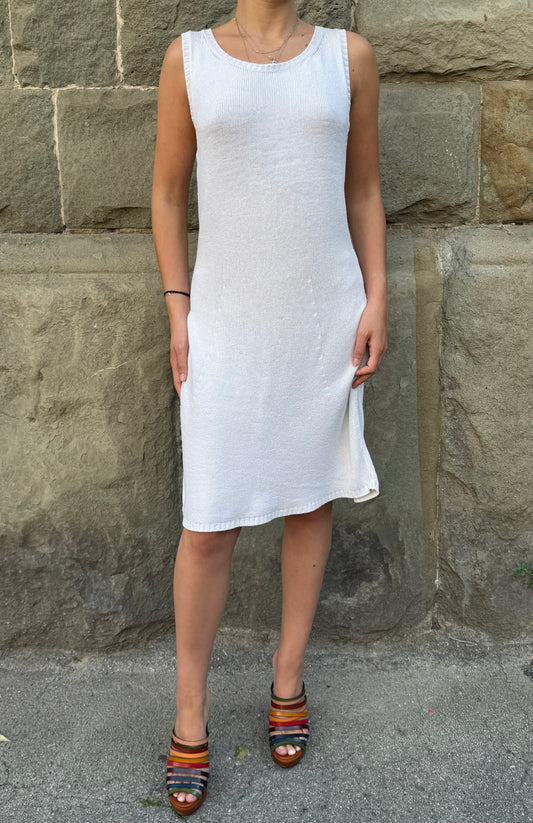 Prada Abito Smanicato in Maglia Bianco Panna - Pally Vintage Closet