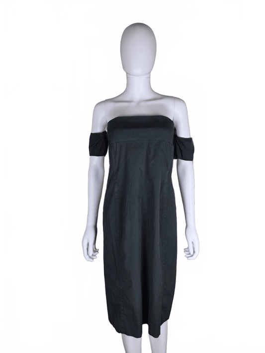 Prada Abito Vintage in Cotone con Manichette Off-the-Shoulder Nero - Pally Vintage Closet