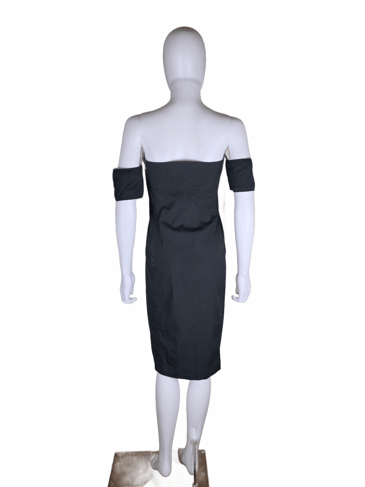 Prada Abito Vintage in Cotone con Manichette Off-the-Shoulder Nero - Pally Vintage Closet