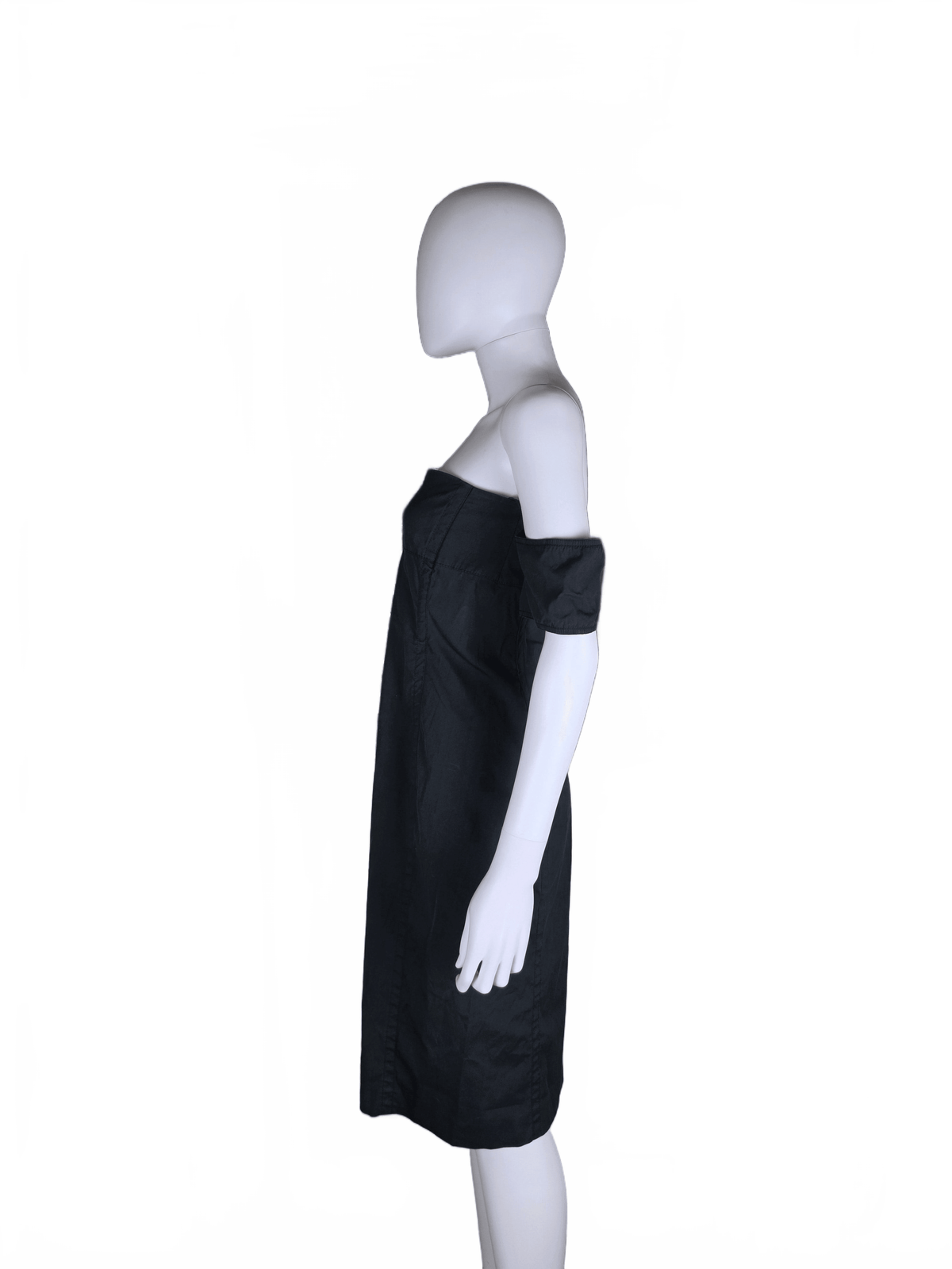 Prada Abito Vintage in Cotone con Manichette Off-the-Shoulder Nero - Pally Vintage Closet
