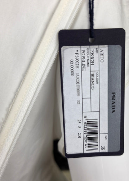 Prada Abito in Cotone con Gonna a Pieghe Bianco - Pally Vintage Closet