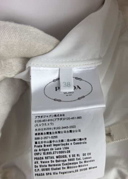 Prada Abito in Cotone con Gonna a Pieghe Bianco - Pally Vintage Closet
