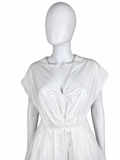 Prada Abito in Cotone con Gonna a Pieghe Bianco - Pally Vintage Closet