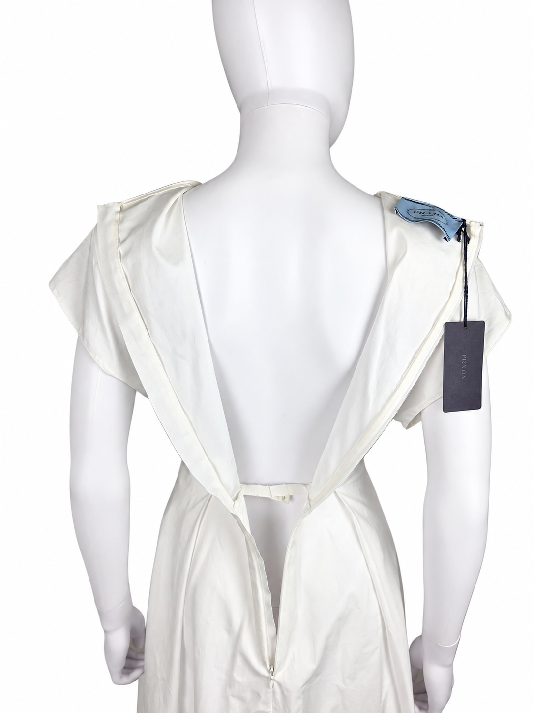 Prada Abito in Cotone con Gonna a Pieghe Bianco - Pally Vintage Closet