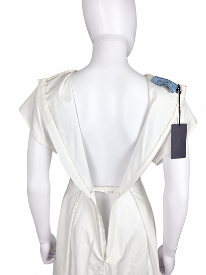 Prada Abito in Cotone con Gonna a Pieghe Bianco - Pally Vintage Closet