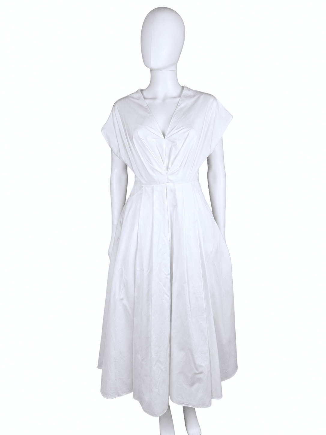 Prada Abito in Cotone con Gonna a Pieghe Bianco - Pally Vintage Closet