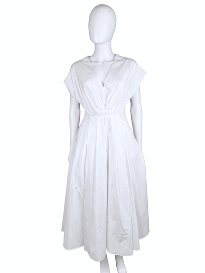 Prada Abito in Cotone con Gonna a Pieghe Bianco - Pally Vintage Closet