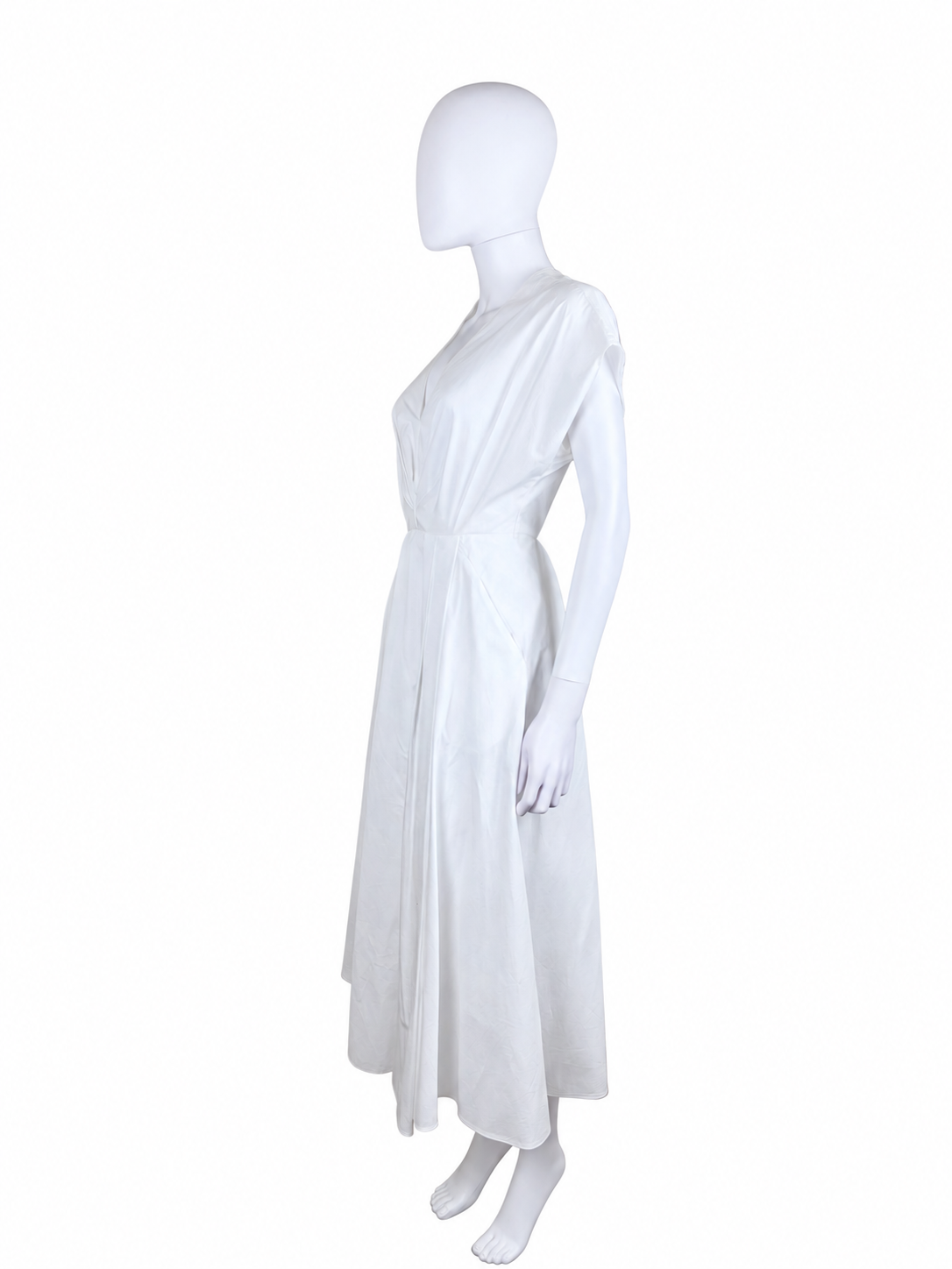 Prada Abito in Cotone con Gonna a Pieghe Bianco - Pally Vintage Closet