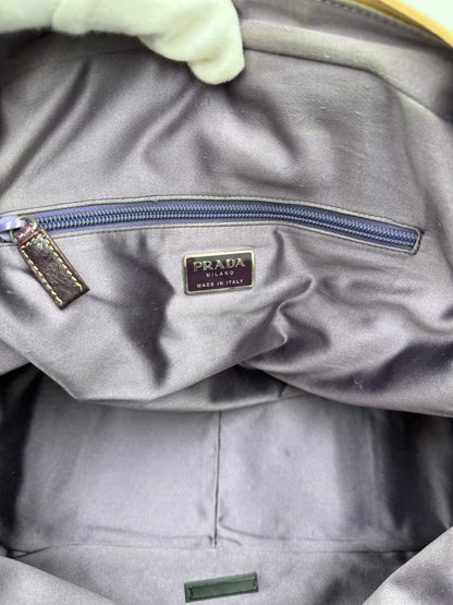 Prada Bauletto Vintage in Tela e Pelle di Struzzo Viola - Pally Vintage Closet