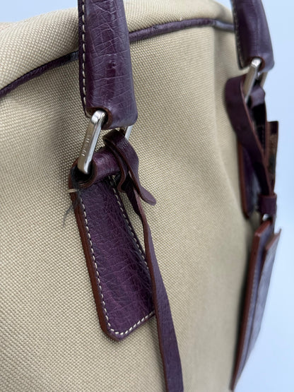 Prada Bauletto Vintage in Tela e Pelle di Struzzo Viola - Pally Vintage Closet