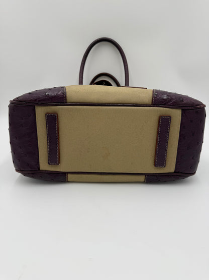 Prada Bauletto Vintage in Tela e Pelle di Struzzo Viola - Pally Vintage Closet
