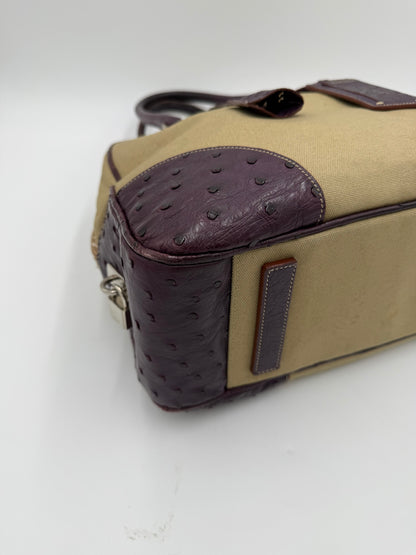 Prada Bauletto Vintage in Tela e Pelle di Struzzo Viola - Pally Vintage Closet