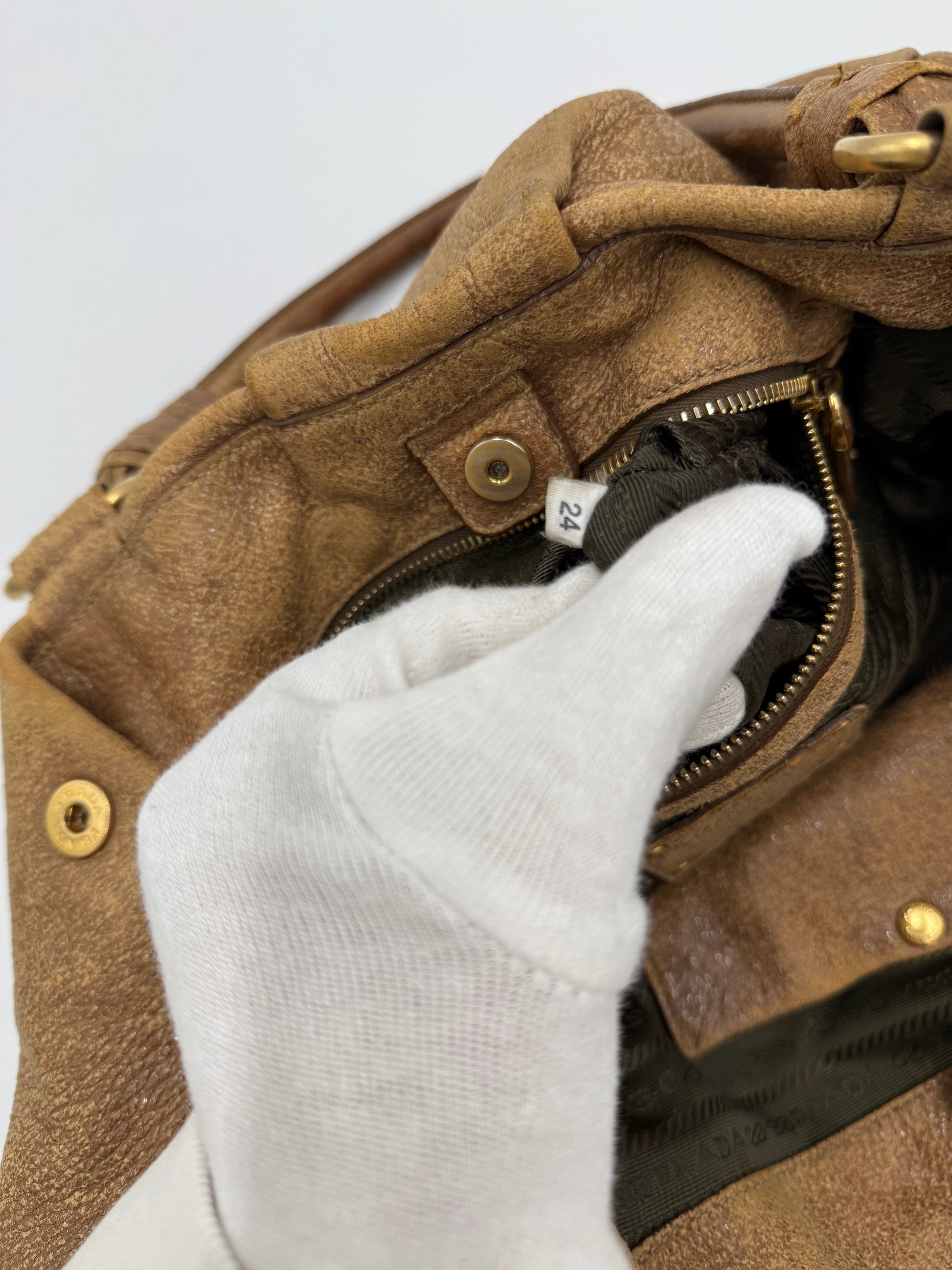 Prada Borsa Hobo Vintage in Pelle Cammello - Pally Vintage Closet