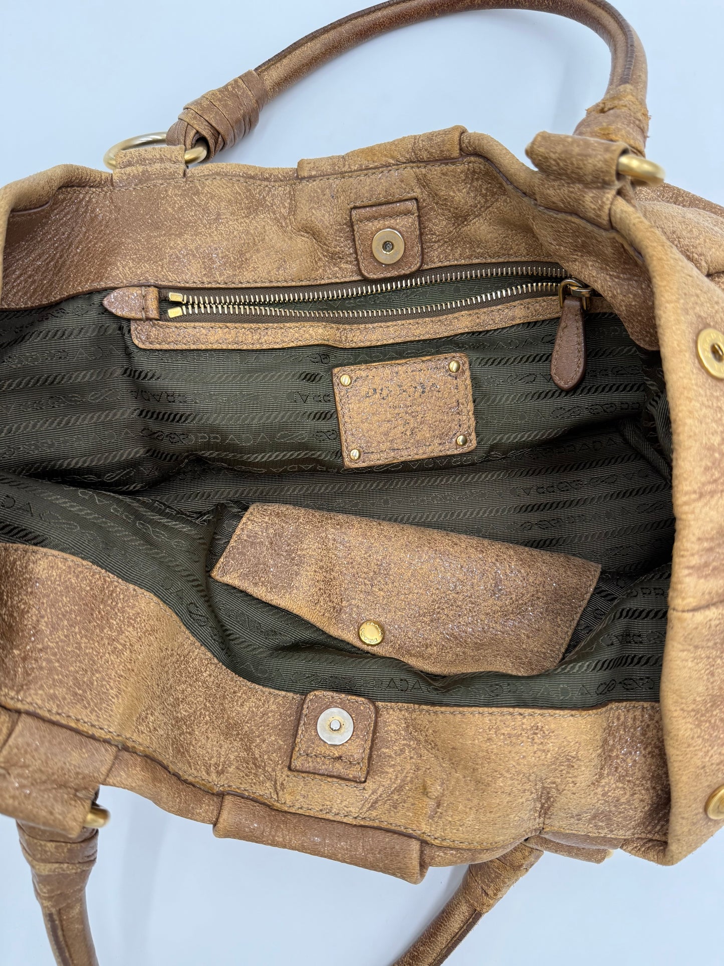 Prada Borsa Hobo Vintage in Pelle Cammello - Pally Vintage Closet