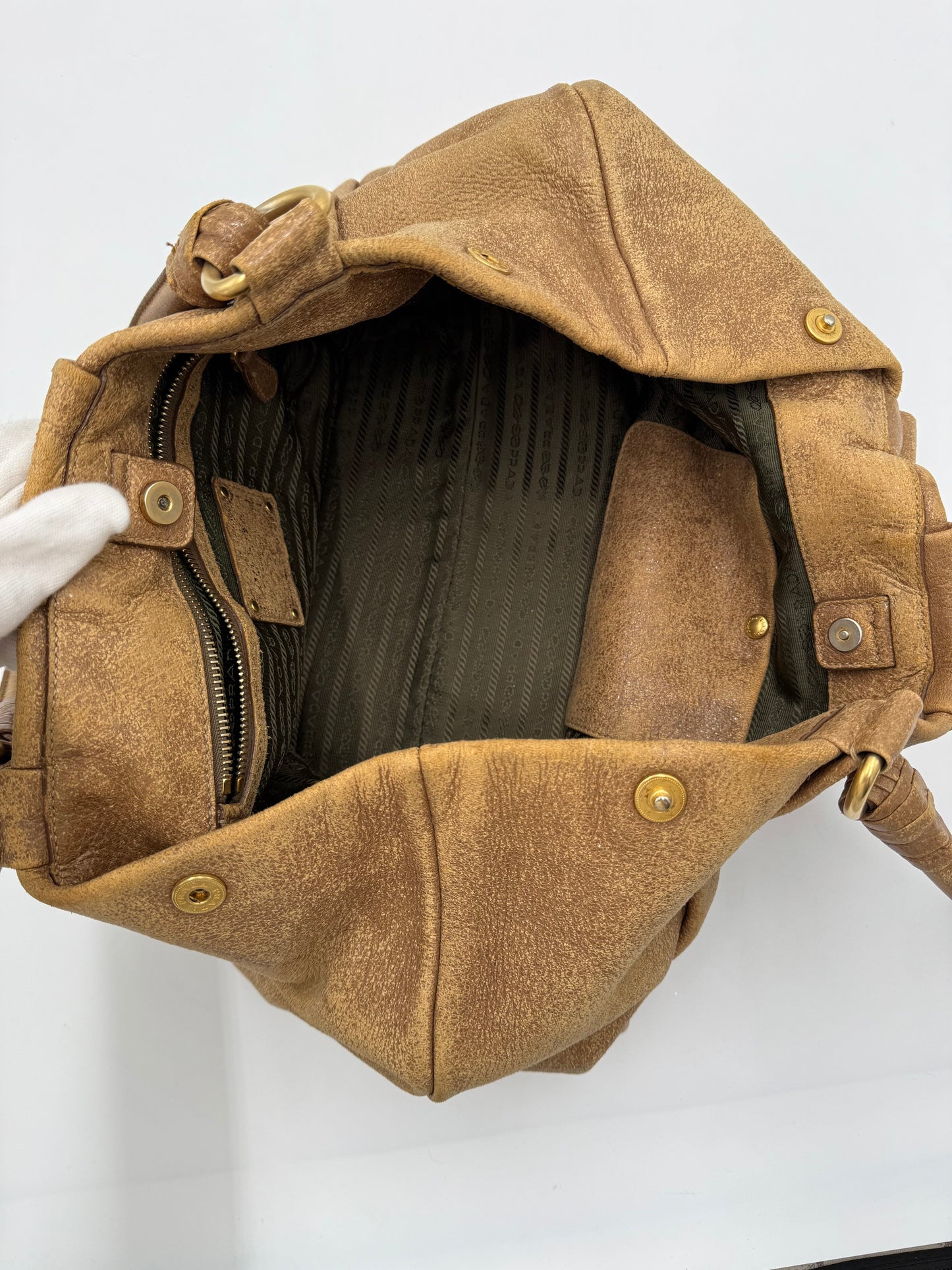 Prada Borsa Hobo Vintage in Pelle Cammello - Pally Vintage Closet