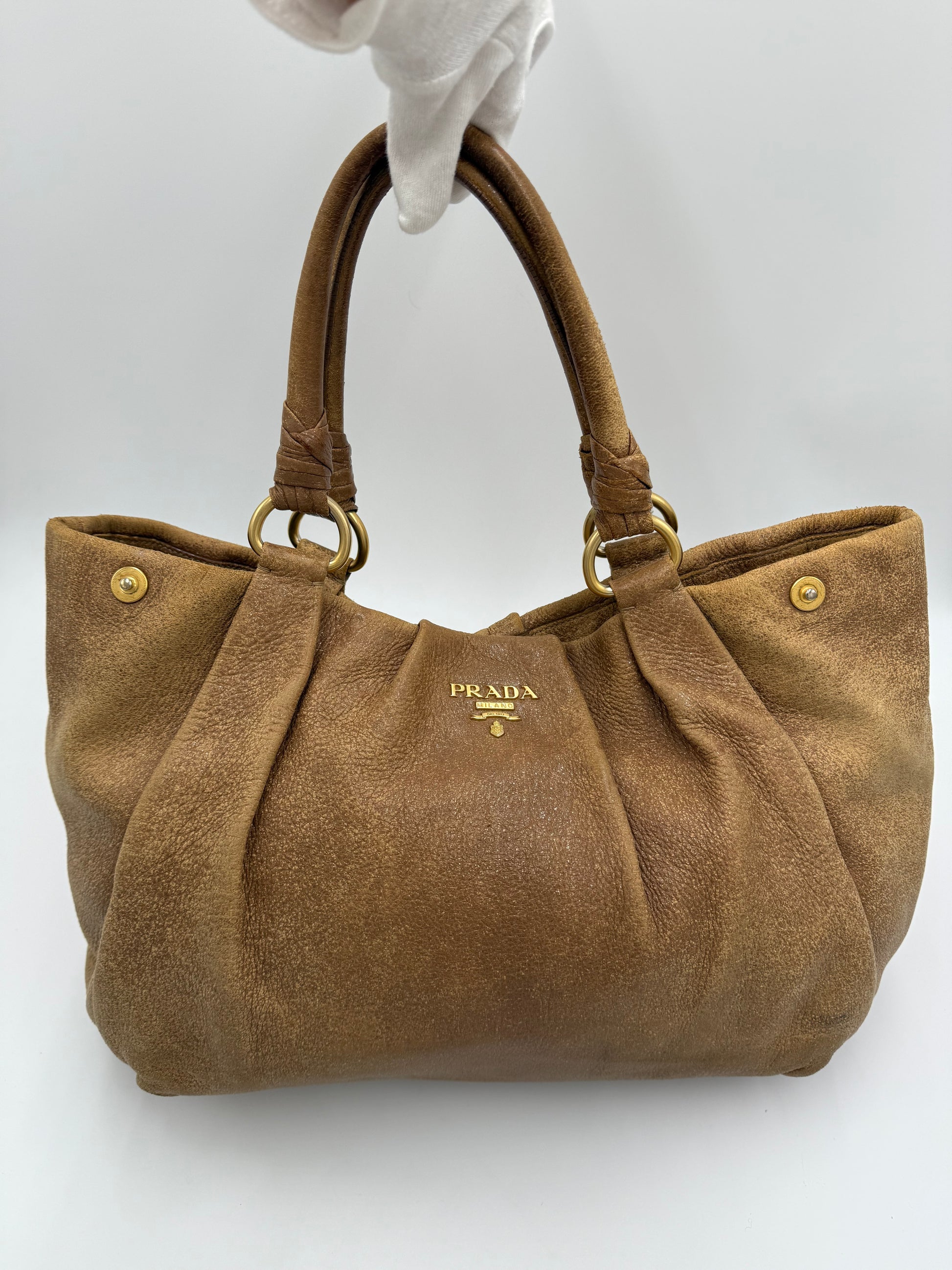 Prada Borsa Hobo Vintage in Pelle Cammello - Pally Vintage Closet