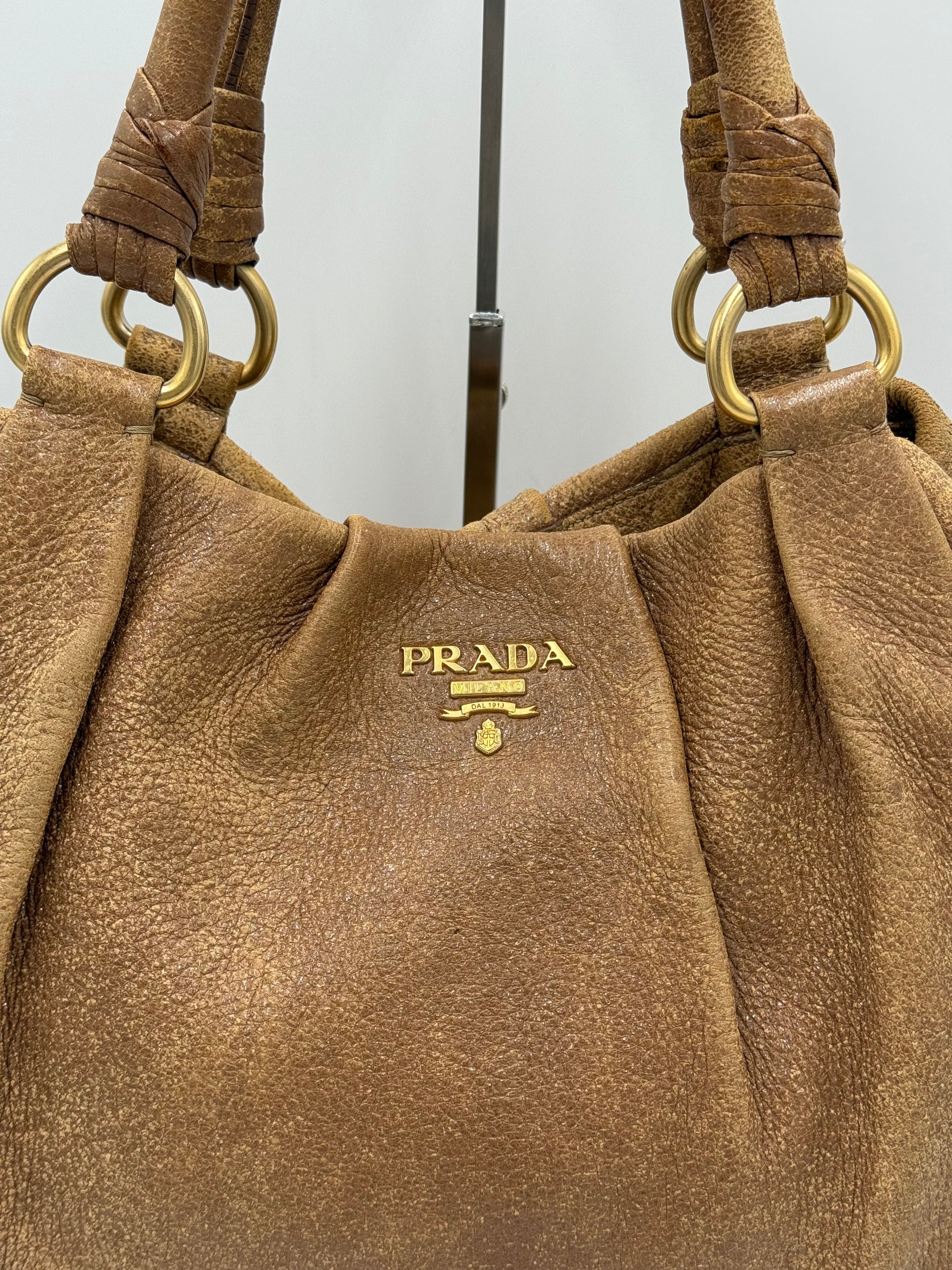 Prada Borsa Hobo Vintage in Pelle Cammello - Pally Vintage Closet