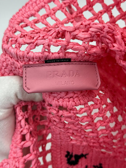 Prada Petal Pink Raffia Shopping Bag