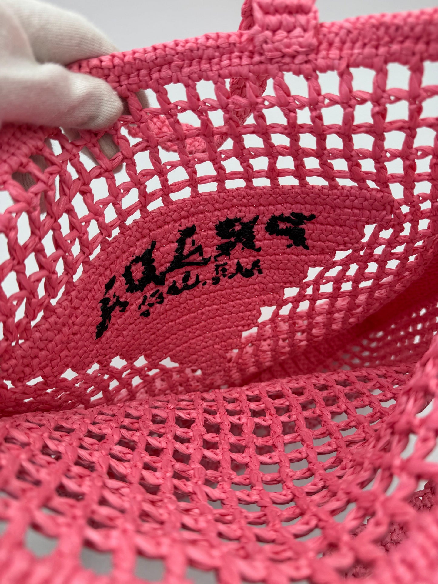 Prada Petal Pink Raffia Shopping Bag