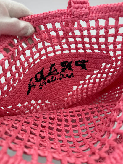 Prada Petal Pink Raffia Shopping Bag