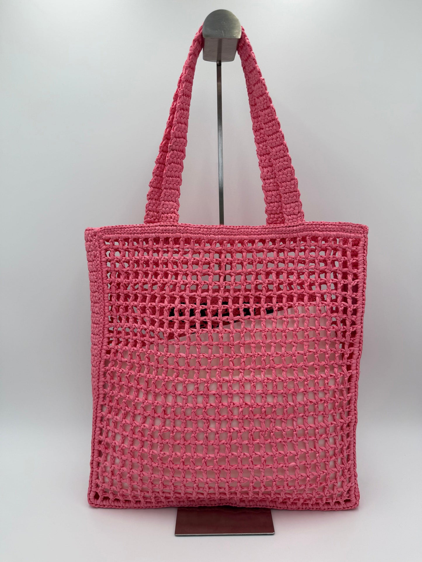 Prada Petal Pink Raffia Shopping Bag
