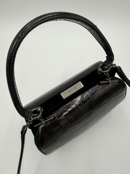 Prada-Borsa-Vintage-in-Pelle-Goffrata-Coccodrillo-Nera-70135140680004 - Pally Vintage Closet